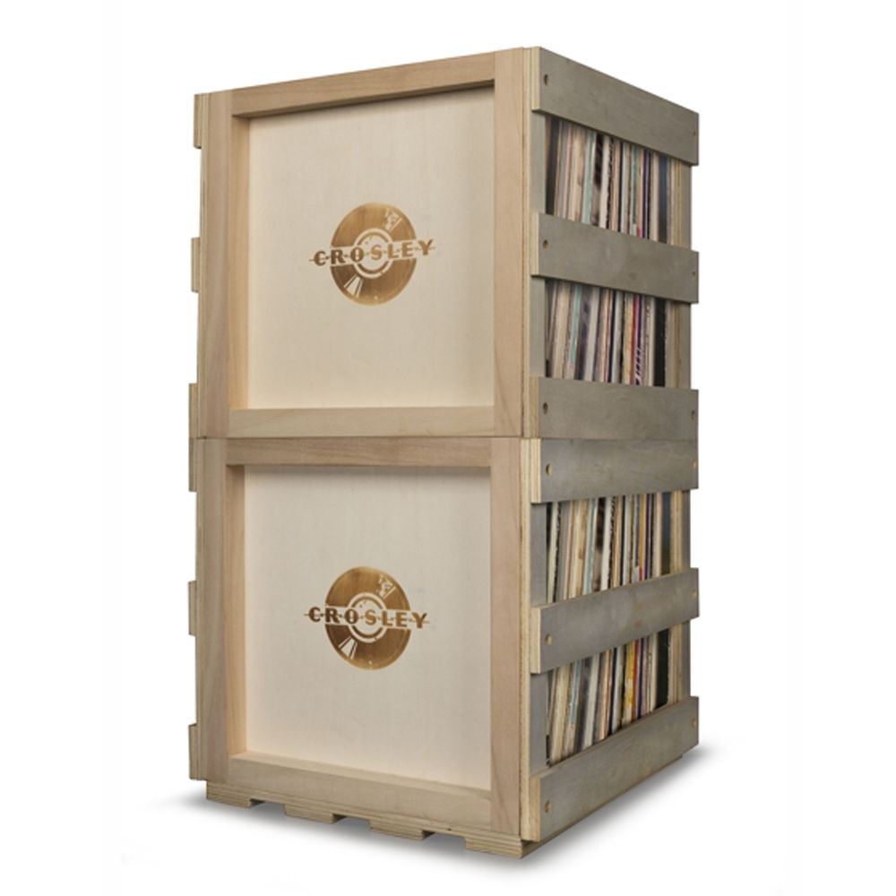 NEW Crosley AC1017ANA Stackable Vinyl Record Storage Crate Natural
